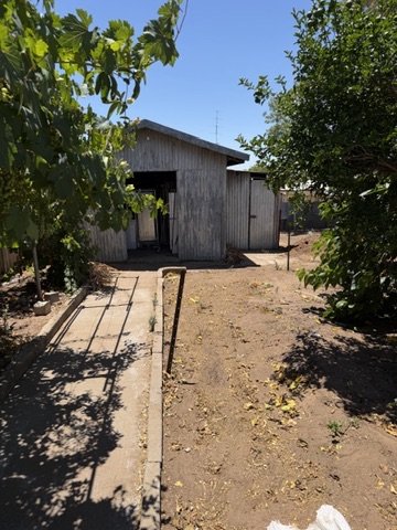 Cleared pathway leading to the shed after waste removal